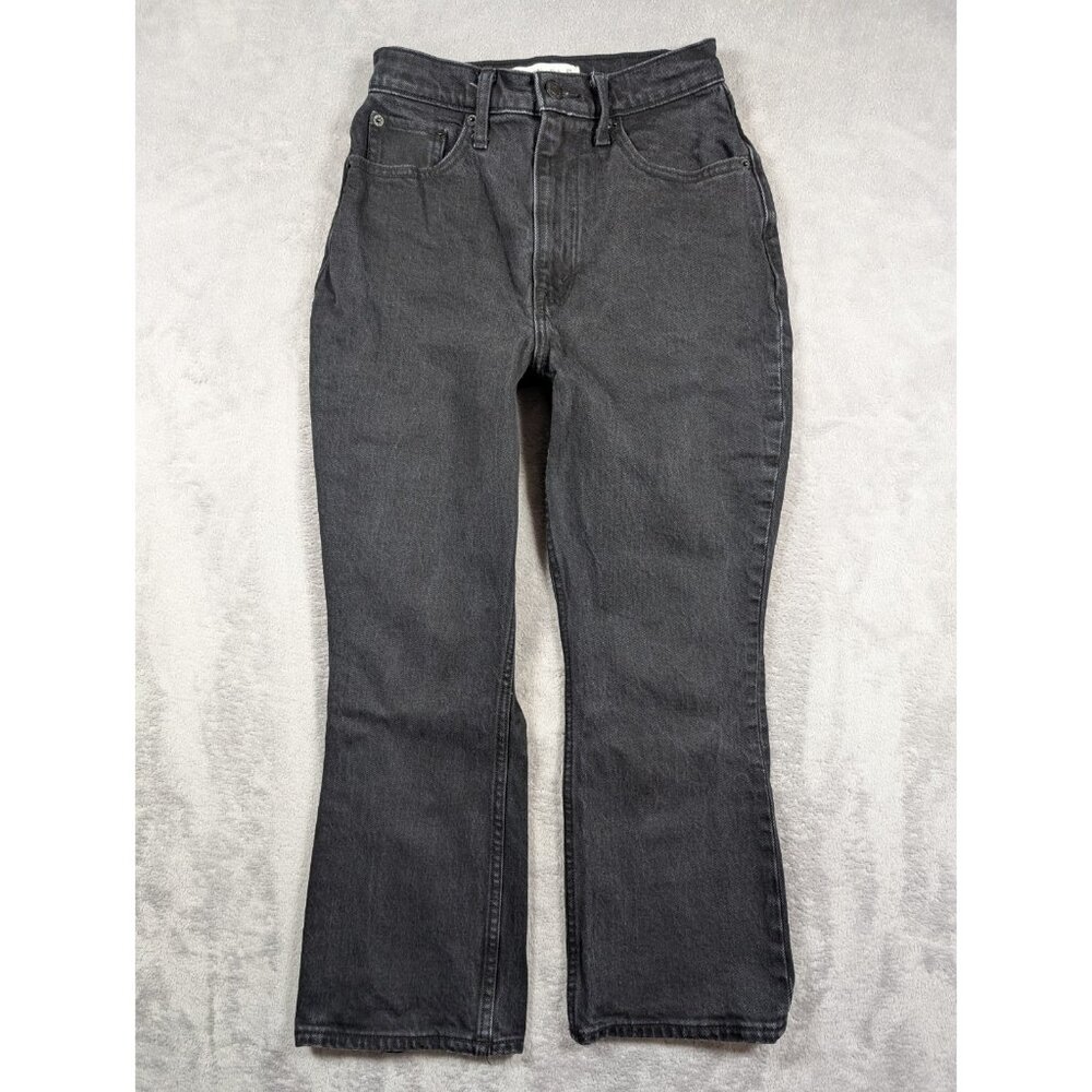 Abercrombie & Fitch The Kick Flare Jeans Womens Size 0 25 Waist Black High Rise